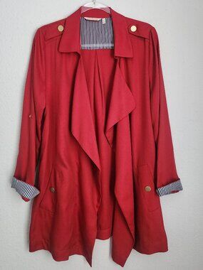 SOFT SURROUNDINGS Red Open Cardigan Blazer Jacket L